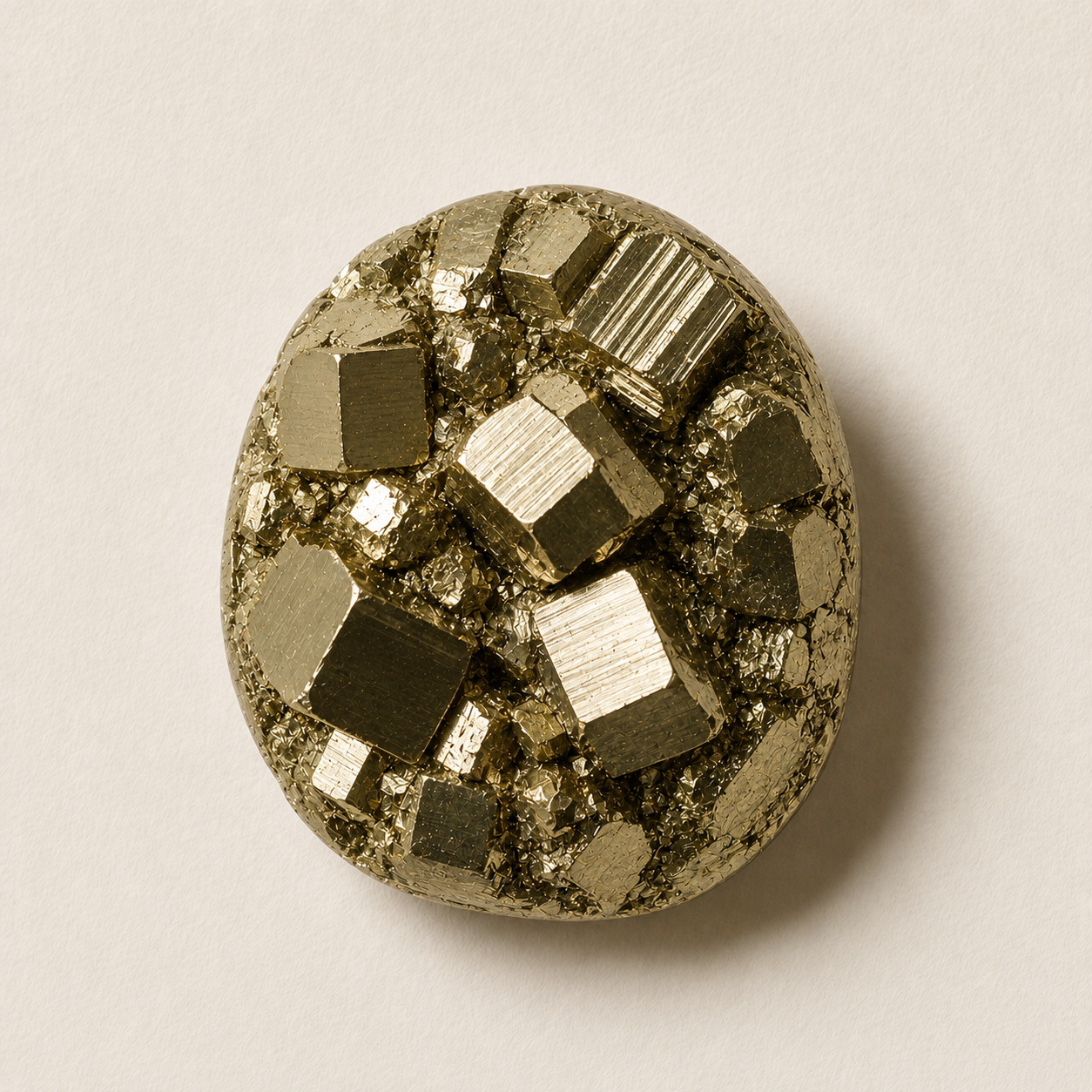 Natural Pyrite stone with metallic golden crystal formations