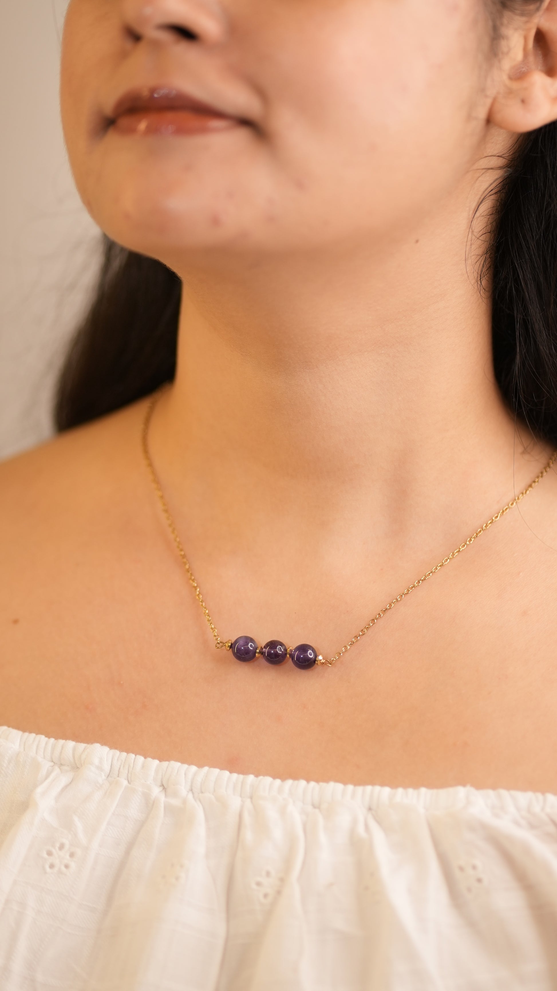Tula 3 Amethyst Necklace worn view