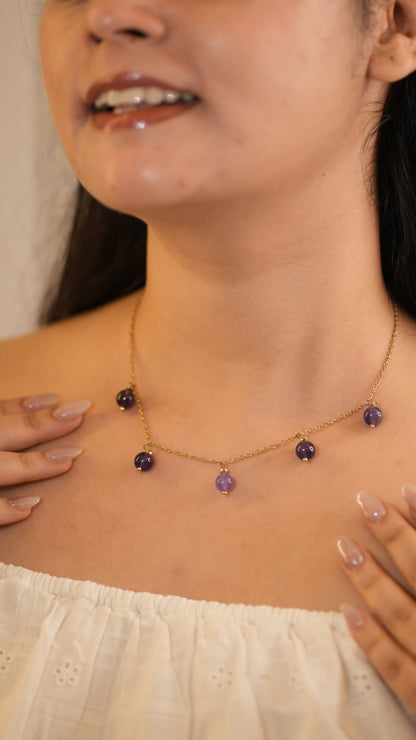 Tula 5 Amethyst Necklace worn view