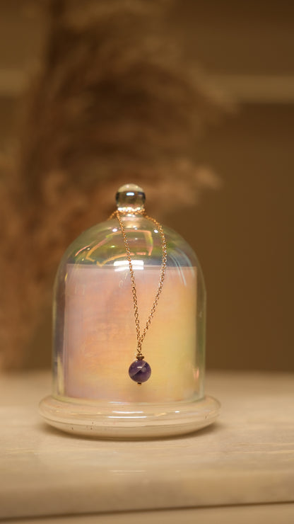 Tula Amethyst Drop Necklace worn view